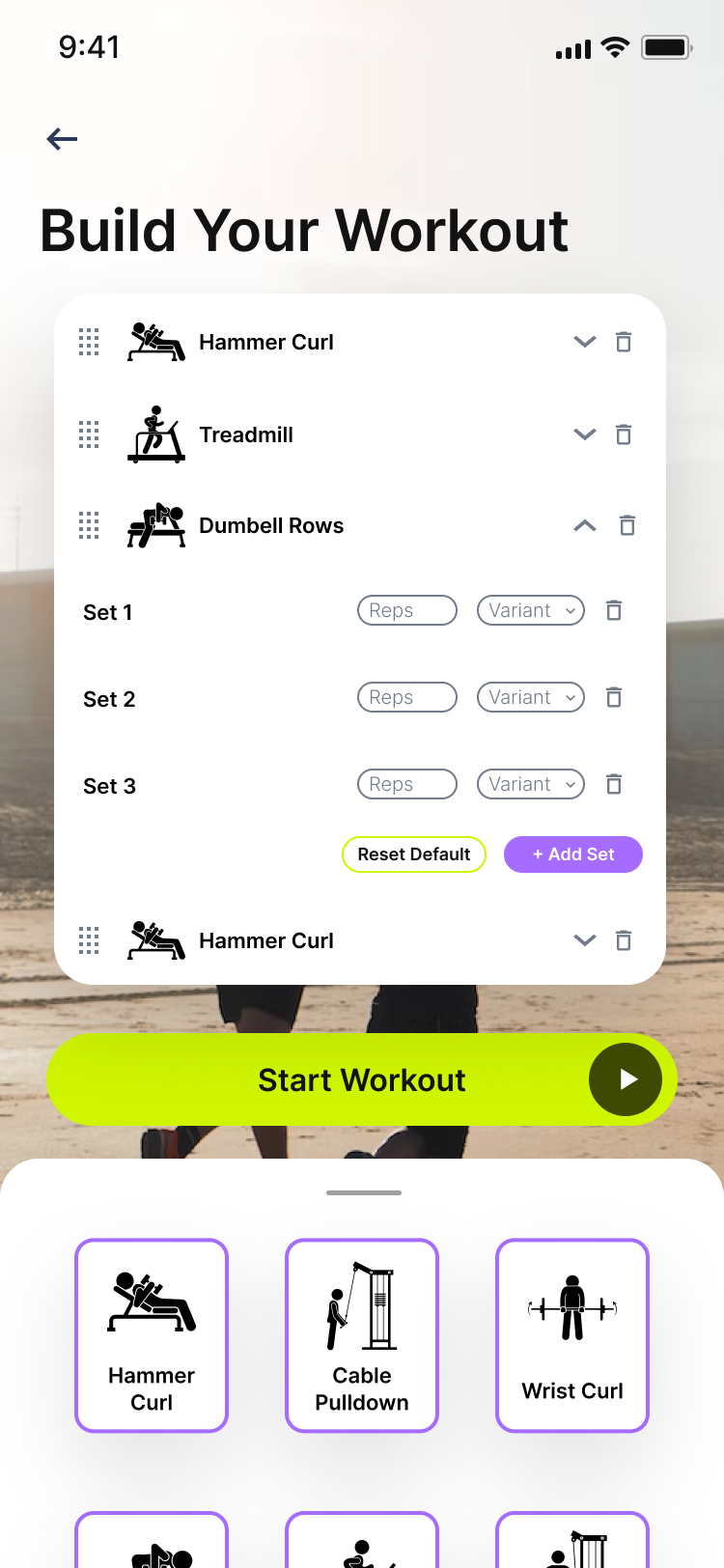 Workout Builder Page